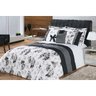 Kit Edredom Casal King Vitória 7 Peças Floral Preto Com Branco - 1
