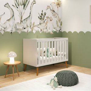 Berço Americano Multifuncional Isis 2 em 1 Areia Fosco Vira Mini Cama P/ Quarto de Bebê - Reller