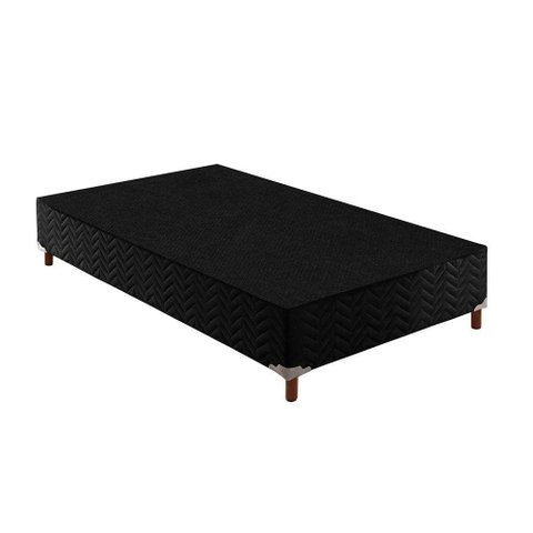 Cama Box Base Universal Solteiro Sommier Rústico Bordado Black (88x188x20) - Paropas