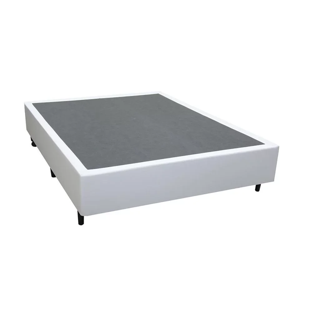 Base Cama Box Casal Branco Sintético - 138x188x42 - 3