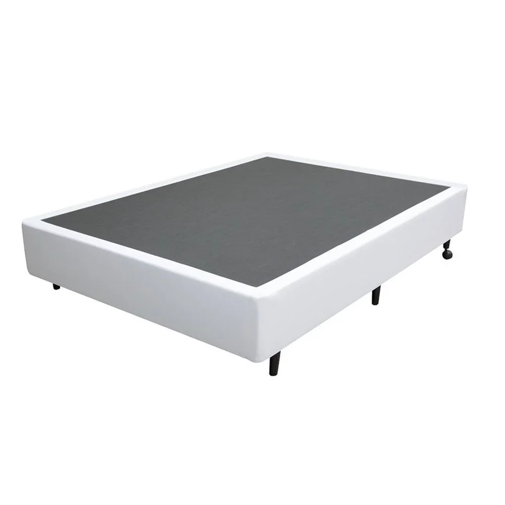 Base Cama Box Casal Branco Sintético - 138x188x42