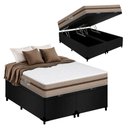 Ver imagem 1 de Cama Box com Baú Queen Bipartido Bioclassic Molas Ensacadas Suede Preto Royal Sleep