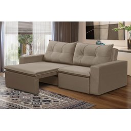 Sofá Retrátil 2 lugares 1,80m Luana Suede Capuccino Madelina Decor - 1