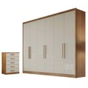 Ver imagem 1 de Guarda Roupa Casal New Messina com Gaveteiro Suiça Cumaru 25 Fendi – Novo Horizonte