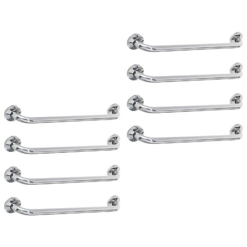 Alça de Apoio 60cm Barra Inox Kit 8 Uni Idoso Banheiro Corrimao Suporte Resistente