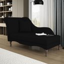 Ver imagem 1 de Divã Recamier Chaise Longue Valentina Clássico com Pés de Madeira Veludo Preto - Desk Design