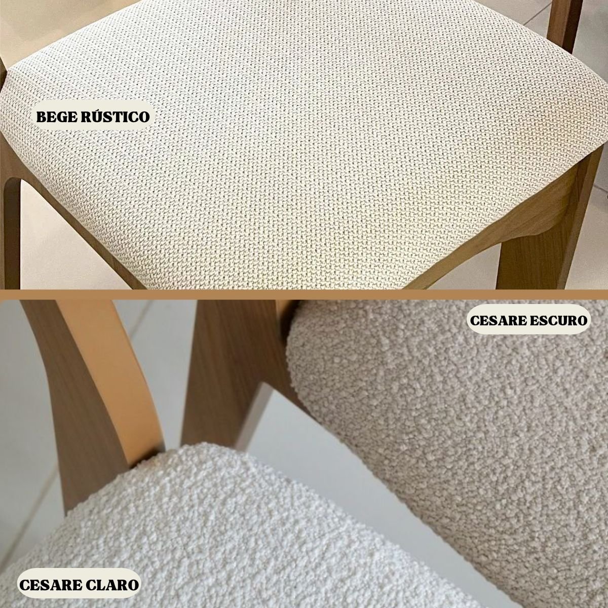 Conjunto de Jantar 6 Lugares Mesa 1,80m em Mdf e Base Ripada Cor:freijó com Off White e Bege Rústico - 8