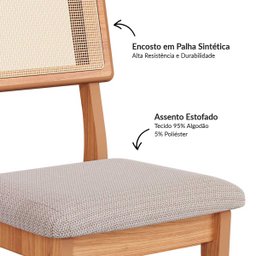 Conjunto de Jantar 6 Lugares Mesa 1,80m em Mdf e Base Ripada - 6
