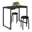 Ver imagem 1 de Mesa de Cozinha Bistrô Porto Preto 90cm com 2 Banquetas Industriais Maviê Preto - Mpozenato