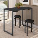 Ver imagem 2 de Mesa de Cozinha Bistrô Porto Preto 90cm com 2 Banquetas Industriais Maviê Preto - Mpozenato