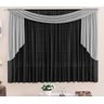 Cortina Preta com Cinza para Sala ou Quarto para varão 3 metros Duplo Rebeca Cortina Preta com  - 2