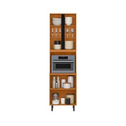 Paneleiro Cristaleira  com Led 4 Portas Ravena - Freijó UV/Off Acetinado Poliman - 3