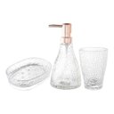 Ver imagem 1 de Kit banheiro lavabo transparente com rose elegant lyor 3 Pçs