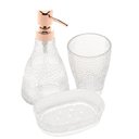 Ver imagem 2 de Kit banheiro lavabo transparente com rose elegant lyor 3 Pçs