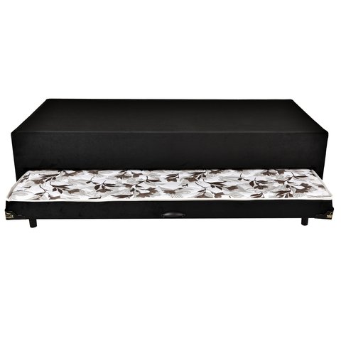 Bicama Solteiro 88x188x42 Suede Preto