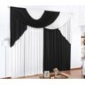 Cortina Preta com Branca para Sala ou Quarto para varão 3 metros Duplo Luana Cortina Preta com  - 2