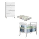Ver imagem 1 de Berço Americano Lila com Colchão Gazin e Cômoda Gaveteiro Ternura Baby Branco Brilho - Incorplac
