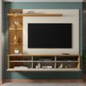 Painel Bancada Suspensa para Tv até 60 Polegadas Trend Off White/cinamomo/ripado - Bechara - 3