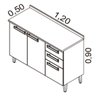 Balcão para Cozinha 3 Portas 2 Gavetas com Tampo Ig3G2-120 Jazz Itatiaia - 3