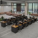 Ver imagem 1 de Estação de Trabalho 20 Lugares Office Smart 20 Mesas 16 Armários 4 Aparador - Preto e Cedro
