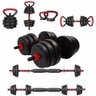 Halter Anilha Barra Kettlebell Kit Musculação 6 em 1 - 30kg Yangfit - 1