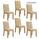 Ver imagem 1 de Kit 6 Cadeiras de Jantar Estofadas Veludo Laini Bege Amêndoa Clean/Creme
