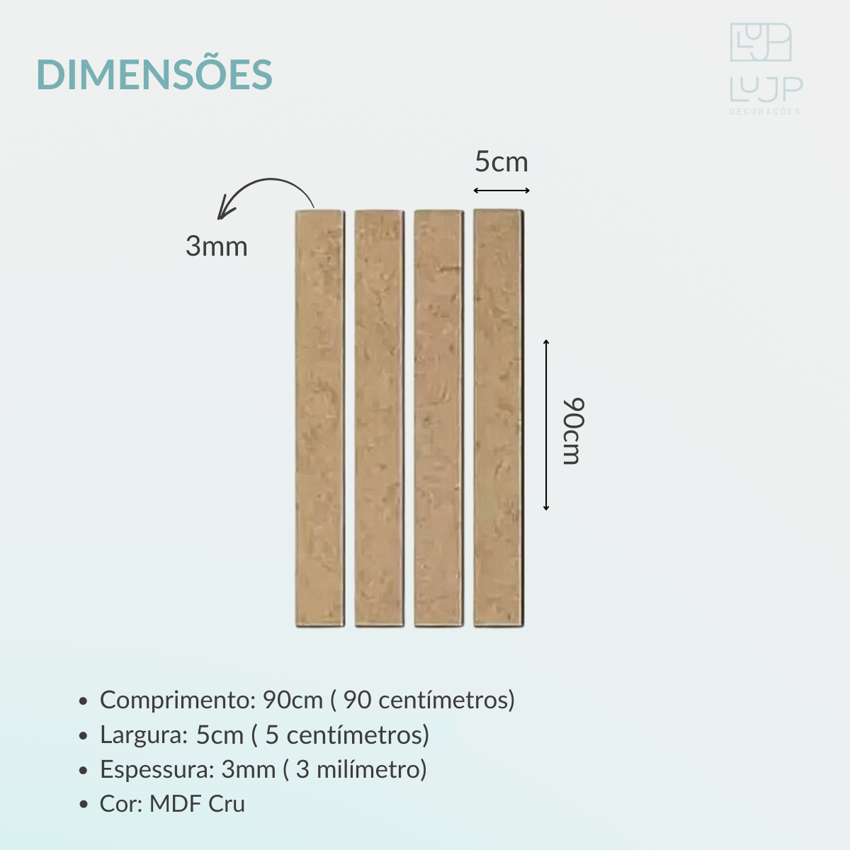 Kit 12 Ripa Lambri Revestimento Shiplap Mdf 3mm Decoração 3d - 2