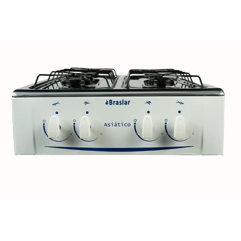 Fogão Portátil 4 Bocas Mesa Em Inox Asiatico Branco Bivolt