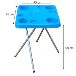 Mesa Dobravel para Petiscos Praia e Suporte Guarda Sol Chão Cor:azul - 5