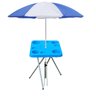 Mesa Dobravel para Petiscos Praia e Suporte Guarda Sol Chão Cor:azul - 1