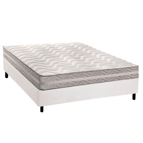 Conjunto Box Casal: Colchão Espuma Paropas D28 - Master Ag80 Prata Double Face 17 + Base Crc