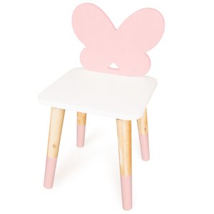 Cadeira Infantil de Madeira Borboletinha - Rosa Bebe