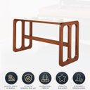 Ver imagem 6 de Mesa Bistrô Alta Gourmet 170 x 70 Cm Irlanda Tampo Vidro Off White Base Madeira Maciça Imbuia