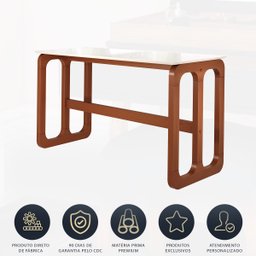 Mesa Bistrô Alta Gourmet 170 x 70 Cm Irlanda Tampo Vidro Off White Base Madeira Maciça Imbuia - 6