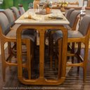 Ver imagem 4 de Mesa Bistrô Alta Gourmet 170 x 70 Cm Irlanda Tampo Vidro Off White Base Madeira Maciça Imbuia