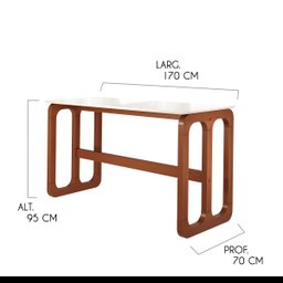 Mesa Bistrô Alta Gourmet 170 x 70 Cm Irlanda Tampo Vidro Off White Base Madeira Maciça Imbuia - 5