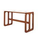 Ver imagem 1 de Mesa Bistrô Alta Gourmet 170 x 70 cm Irlanda Tampo Vidro Off White Base Madeira Maciça Imbuia