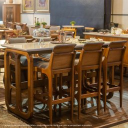 Mesa Bistrô Alta Gourmet 170 x 70 Cm Irlanda Tampo Vidro Off White Base Madeira Maciça Imbuia - 3