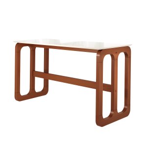 Mesa Bistrô Alta Gourmet 170 x 70 Cm Irlanda Tampo Vidro Off White Base Madeira Maciça Imbuia
