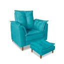 Ver imagem 2 de Poltrona Confortável para Amamentação com Puff Fibras Macias Azul Turquesa