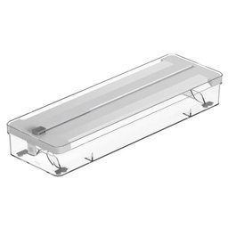 Porta Rolos Cortador Duplo Plástico Pcv Alumínio Clear Branco ou Organizador - 1