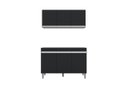 Ver imagem 1 de Balcão Gabinete Manu 120cm ComTampo e Armário Aéreo Andreia 120cm  Preto - Ajl Móveis