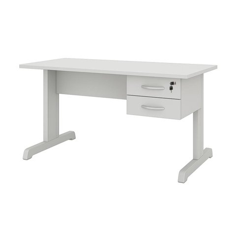 Mesa Escritório 1,20×0,60m C/ Gavetas – Cinza/cinza - 53084