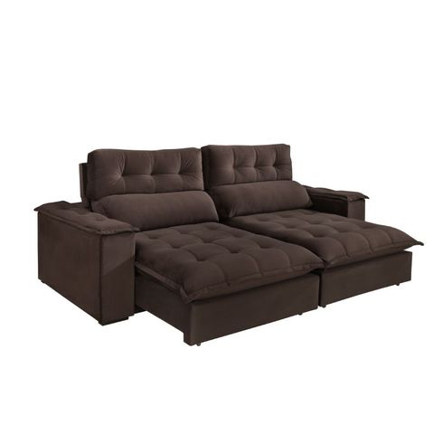 Sofá Retrátil e Reclinável Molas Ensacadas 5 Lugares Madri Evidence Suede Marrom