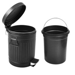 Lixeira de Ferro 12 Litros Com Pedal Preto Fosco Lixo Cesta Casa Cozinha (DMH5266) - 1