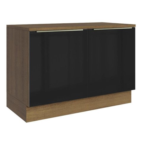 Balcão de Cozinha 120 Cm 2 Portas Rustic/preto Lux Madesa Rustic/preto