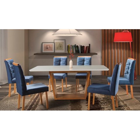 Sala de Jantar Completa com 6 Cadeiras 1,80x0,90 metros - Turim - Art Salas