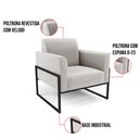 Ver imagem 6 de Kit 2 Poltronas Base Industrial Alta Preto Marisa Veludo D03 - D’Rossi Cinza