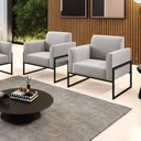 Ver imagem 2 de Kit 2 Poltronas Base Industrial Alta Preto Marisa Veludo D03 - D’Rossi Cinza
