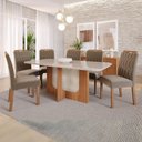 Ver imagem 2 de Sala de Jantar 180x90cm Tampo Mdf/vidro 6 Cadeira Cimol Louise Cimol Cinamomo/off/mad/joli